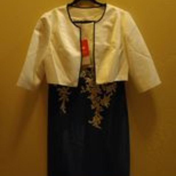 Chiffon Dress White and Teal - Picture 2 of 4